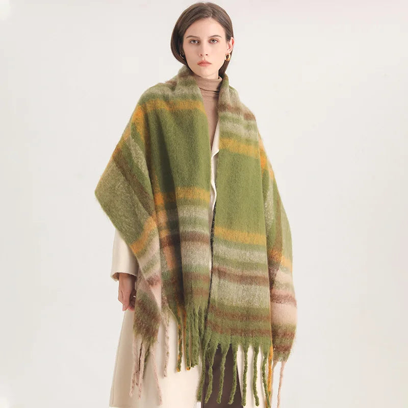 Cashmere-Like Scarf – Thick Warm Tassel Shawl for Men & Women, Student Neck Wrap, Blanket Style Bufanda