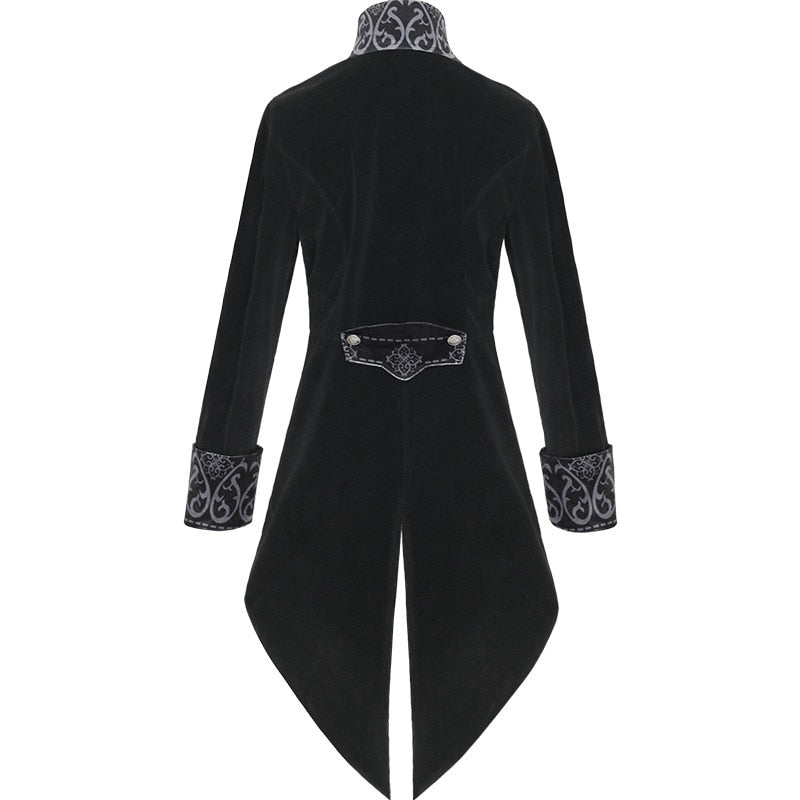 Men's Steampunk Medieval Dress costume Valet Stand Collar Tailcoat Gothic Jacket