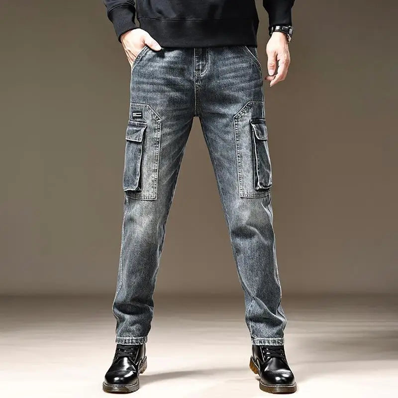American Fashion High Street Loose Straight Cargo Jeans