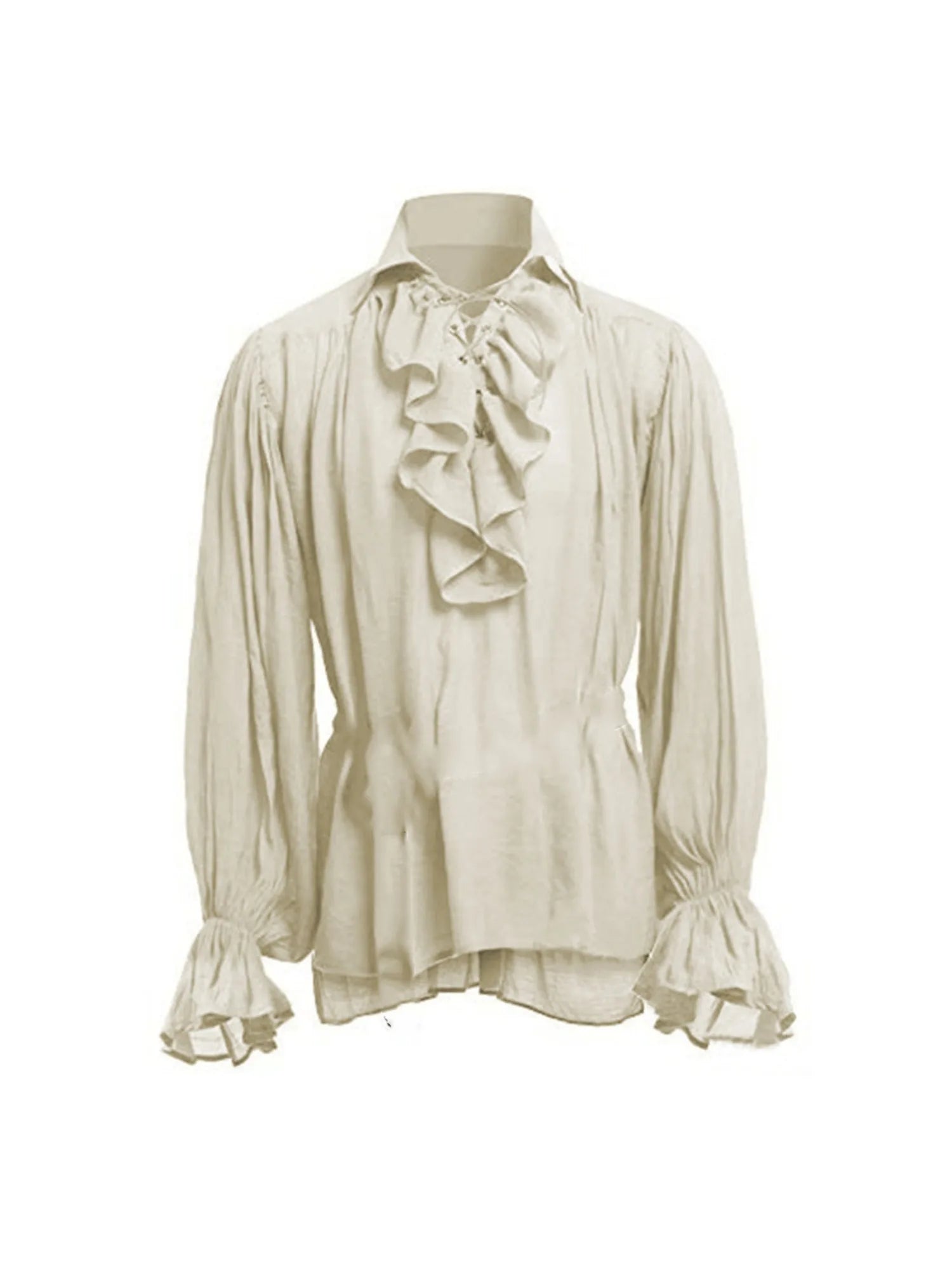 Men’s Ruffled Pirate Shirt – Gothic Renaissance Lace-Up Poet Blouse for Cosplay & Festivals