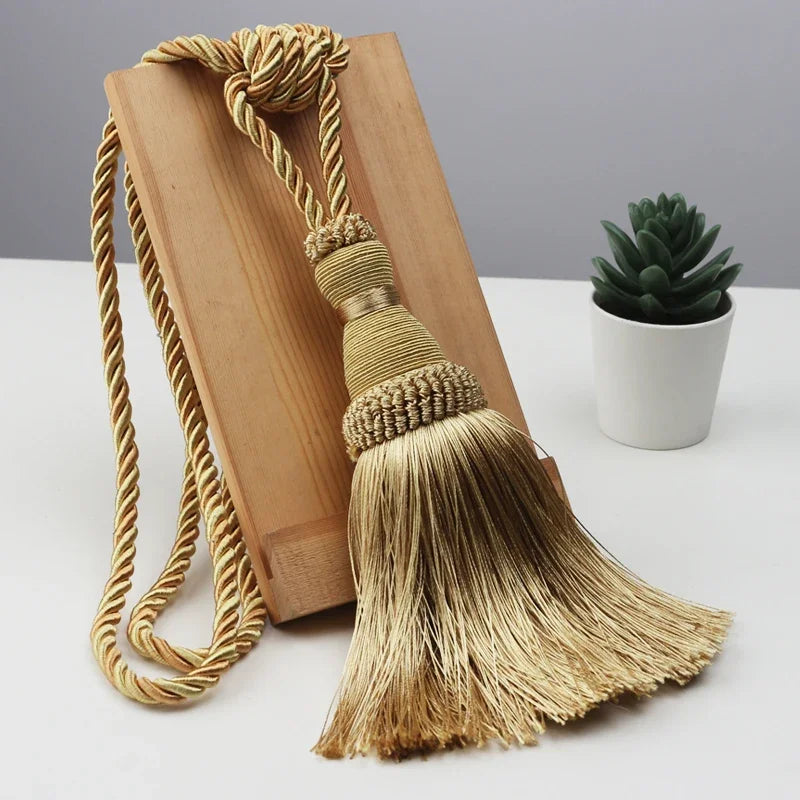 Polyester Tassel Curtain Tiebacks – Handmade Rope Curtain Holdbacks with Decorative Hanging Balls for Living Room & Home Déco
