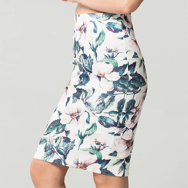 Summer Style Floral Print Midi Skirt Women Spring Pencil Skirt