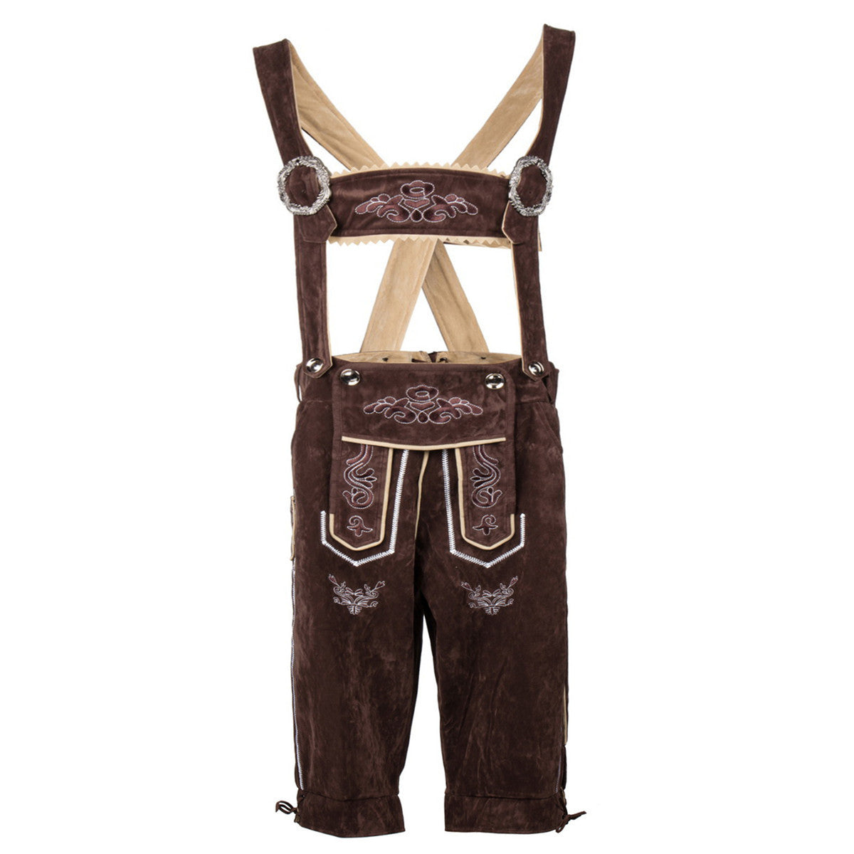 Men’s Bavarian Lederhosen with Matching Suspenders Shorts – Oktoberfest German Costume – Polyester