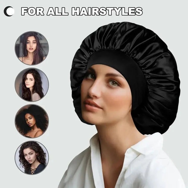 Large Satin Bonnet,Silk Bonnet Hair Wrap for Sleeping, Sleep Cap With Elastic Soft Band, Big Bonnets