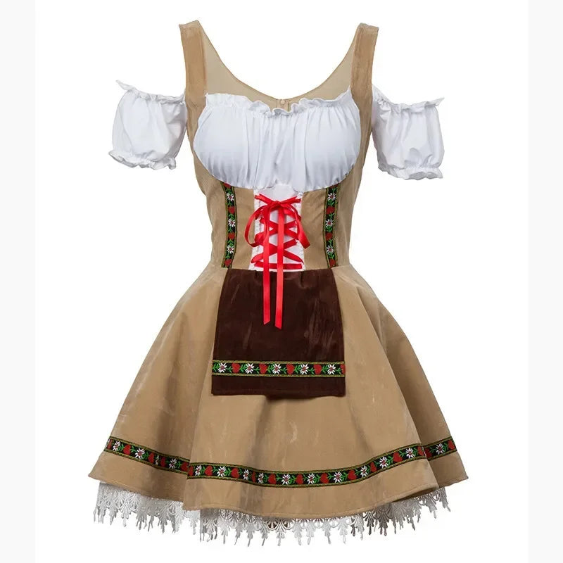 Women’s Dirndl Dress – Traditional Bavarian Oktoberfest Costume with Apron