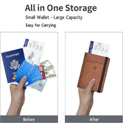 RFID Blocking Passport Holder – PU Leather Travel Wallet with Card Slots & Boarding Pass Pocket