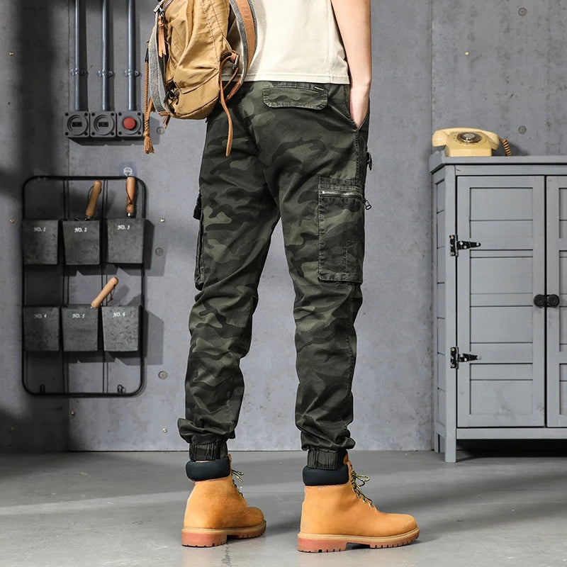 Autumn Camouflage Cargo Pants Men Clothing Cotton Multi-pockets Harem Pants