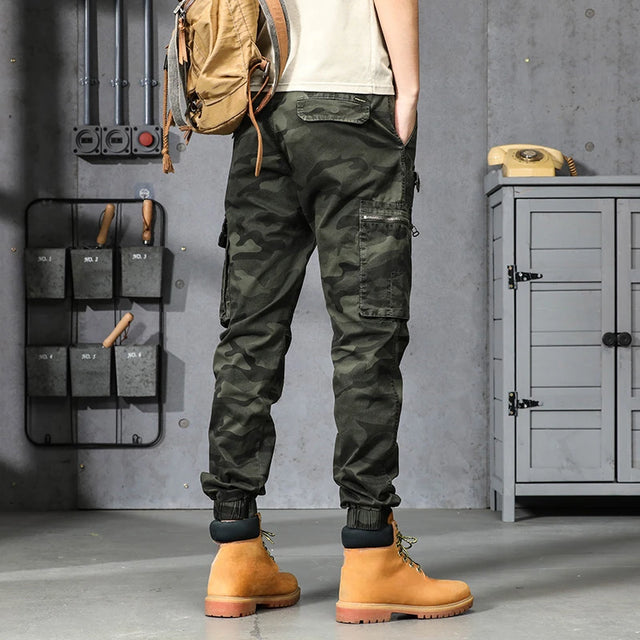 Autumn Camouflage Cargo Pants Men Clothing Cotton Multi-pockets Harem Pants