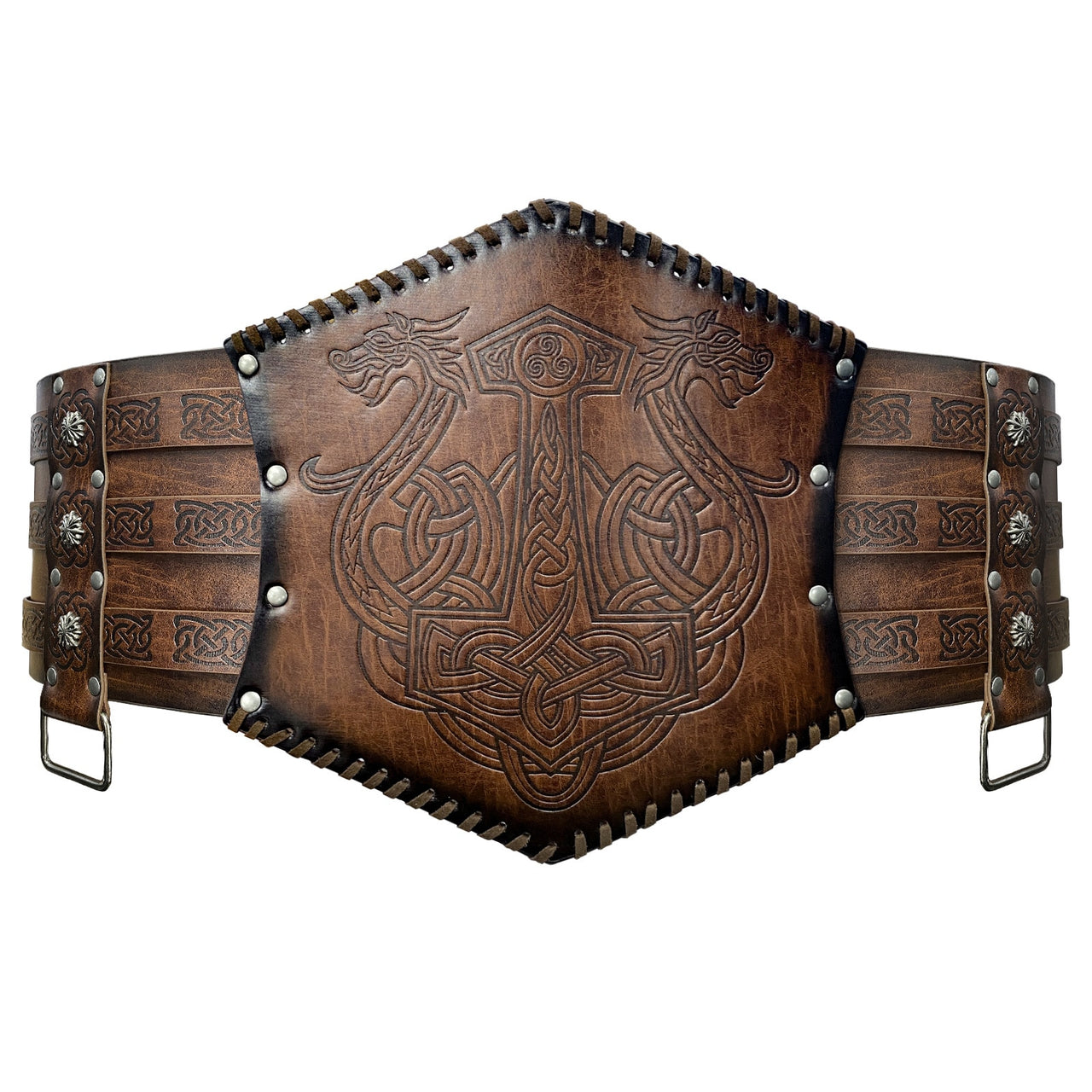 Vikings Belt Wide PU Leather Medieval Larp Armor Kit Heavy Belt Celtic Halloween Emboss Waistband
