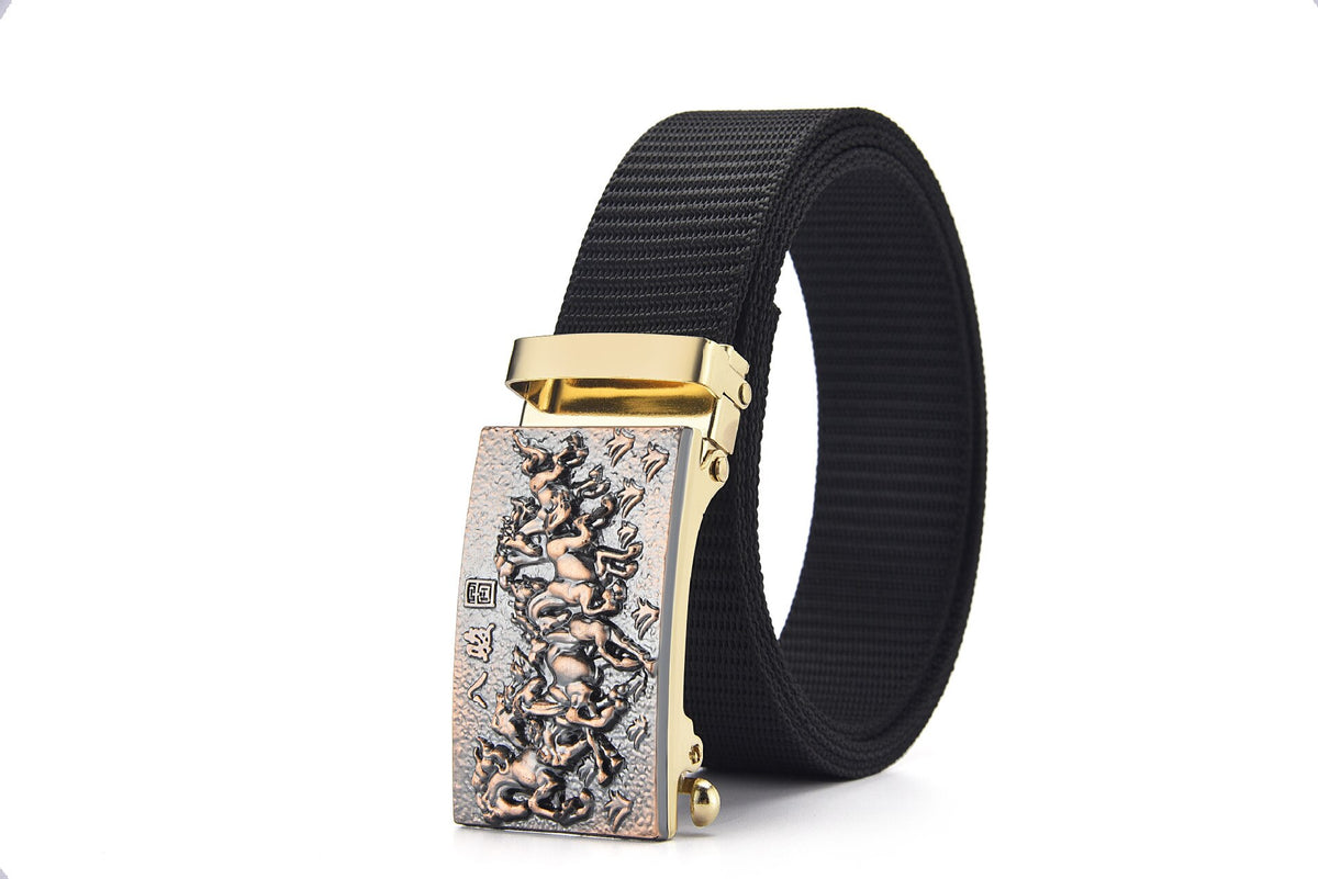 Belt Zodiac Pattern Buckle Head With High Quality Canvas