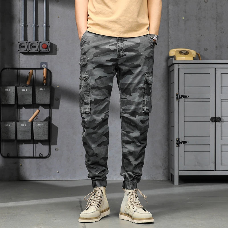 Autumn Camouflage Cargo Pants Men Clothing Cotton Multi-pockets Harem Pants