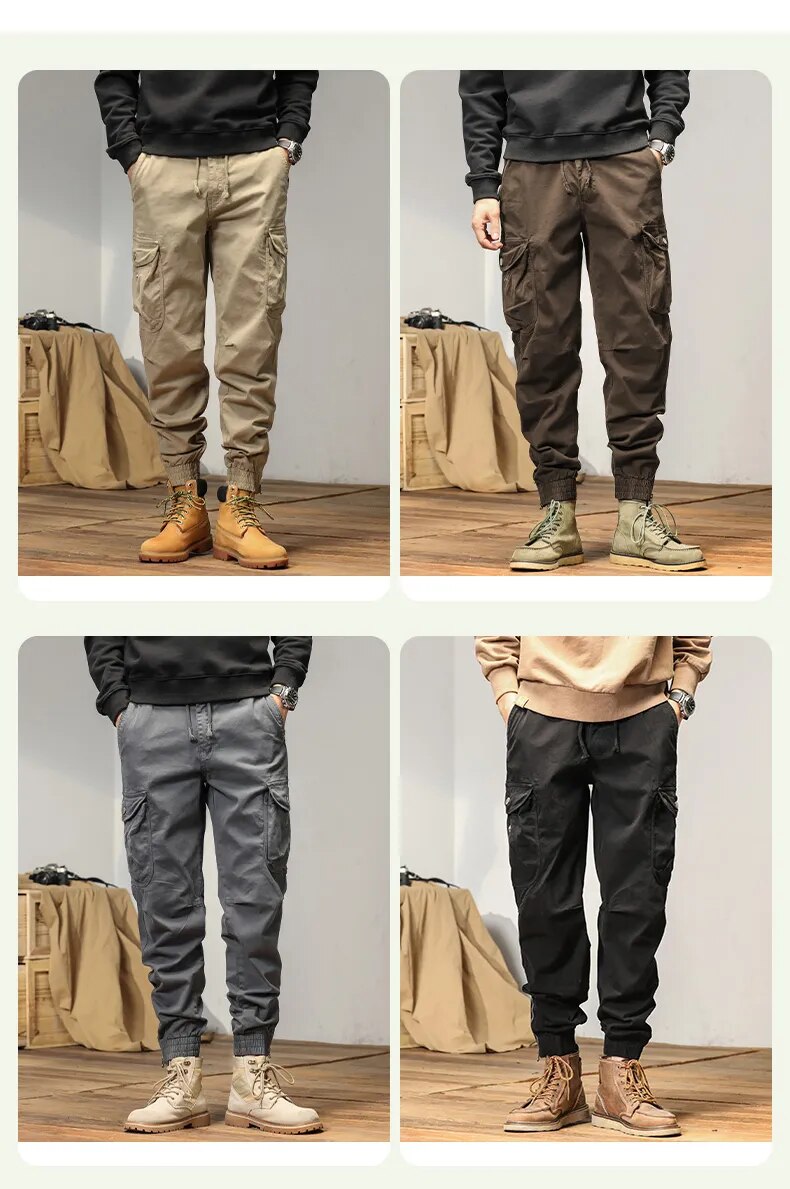 Cargo Cotton  Fleece Pants Men Winter Man Y2k Harem Tactical Pants  Multi-Pockets