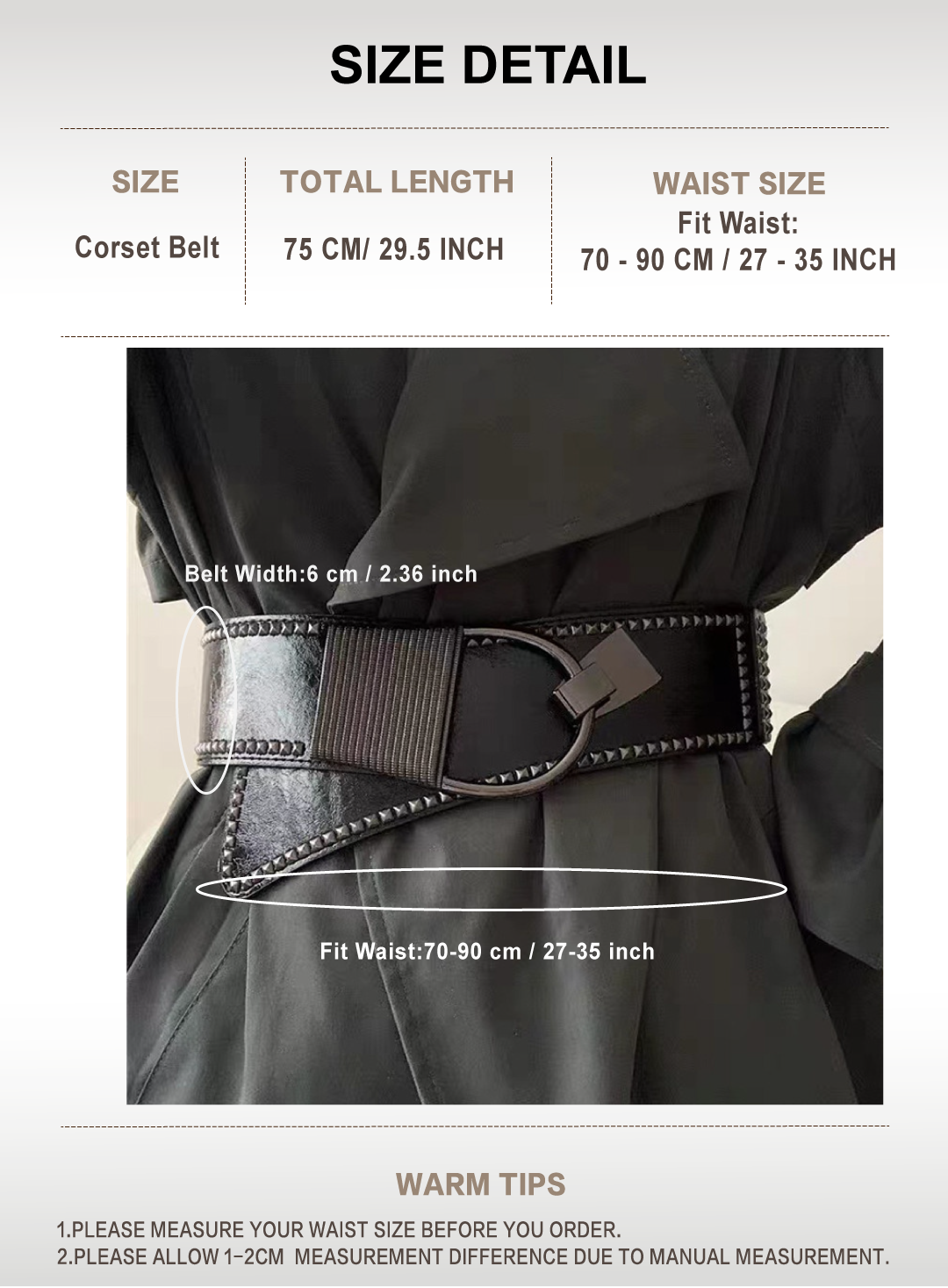 Gothic Style Liuding Dark Style Womens Plastic Waist Coat Dress Suit Belt