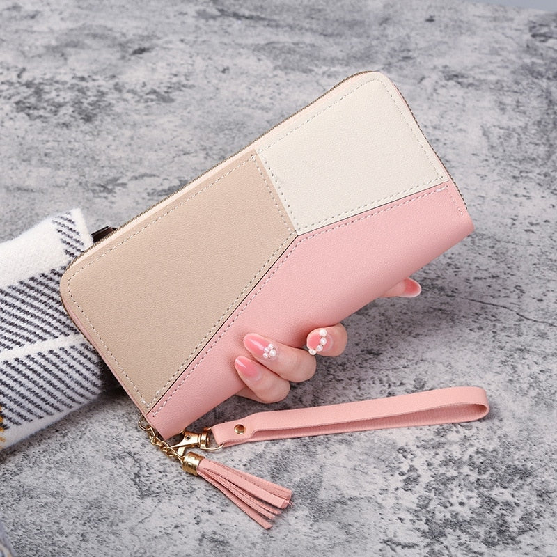 Womens Long Purses Handbags Coin Purse Cards Holder PU Leather Billfold Wallet