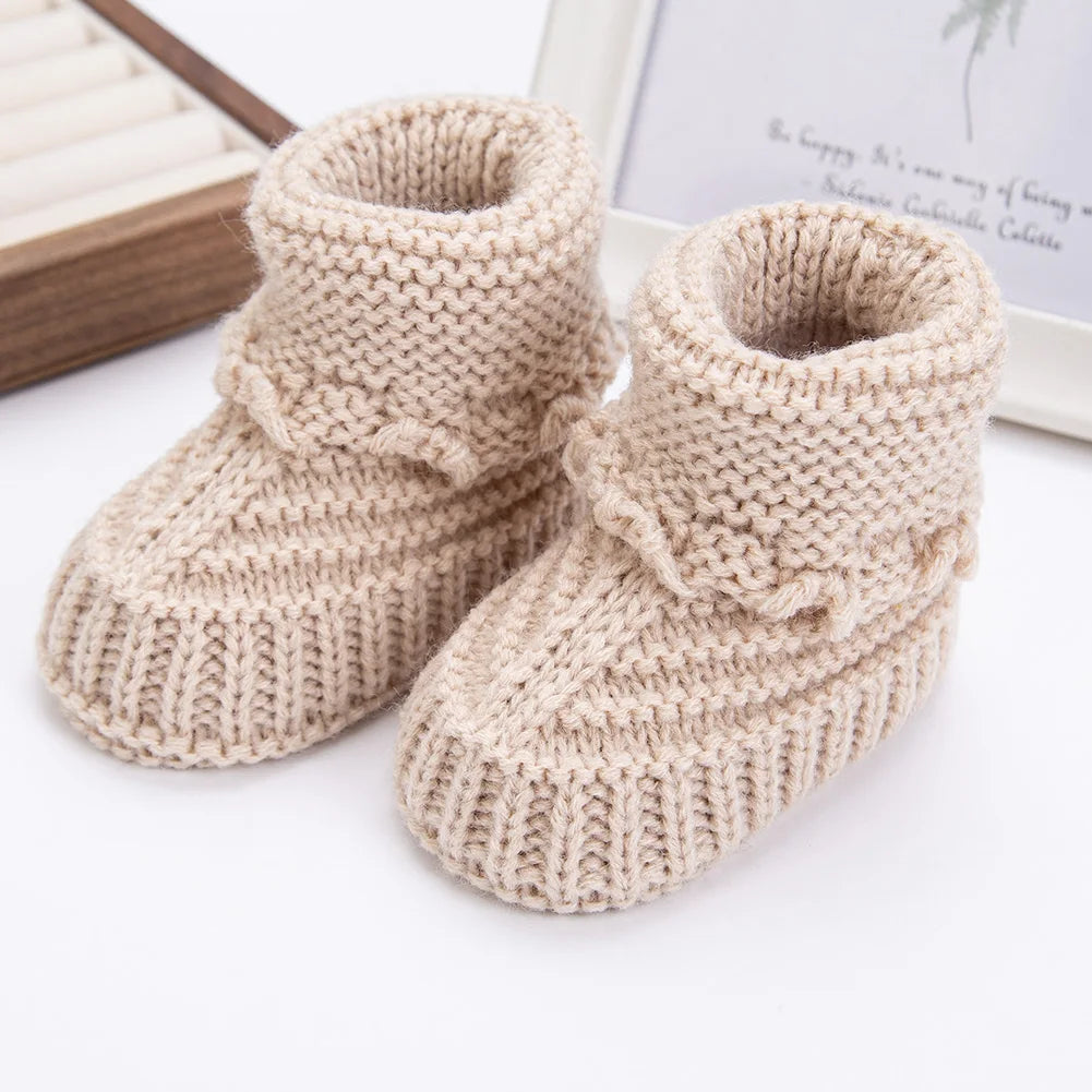 Handmade Baby Knit Booties 0-12 Months – Soft Crochet Infant Socks, Warm Newborn Walking Shoes for Boys & Girls