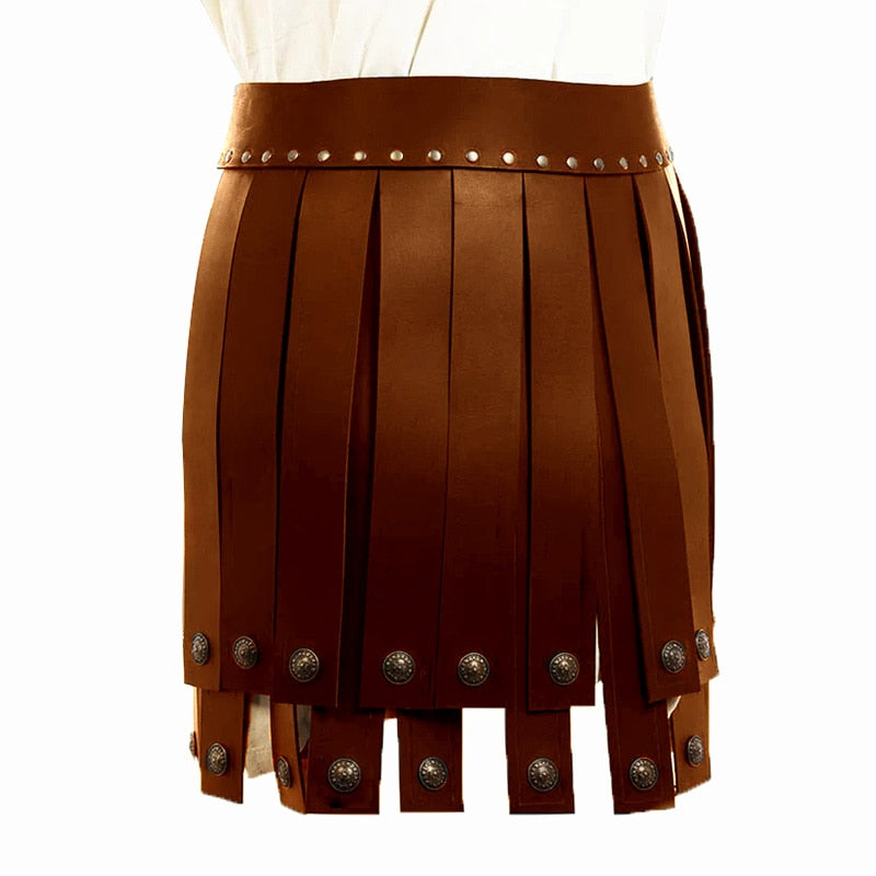 Greek Roman Gladiator PU Leather Battle Kilt Medieval Warrior Legion Men Belt Armor LARP