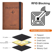 RFID Blocking Passport Holder – PU Leather Travel Wallet with Card Slots & Boarding Pass Pocket