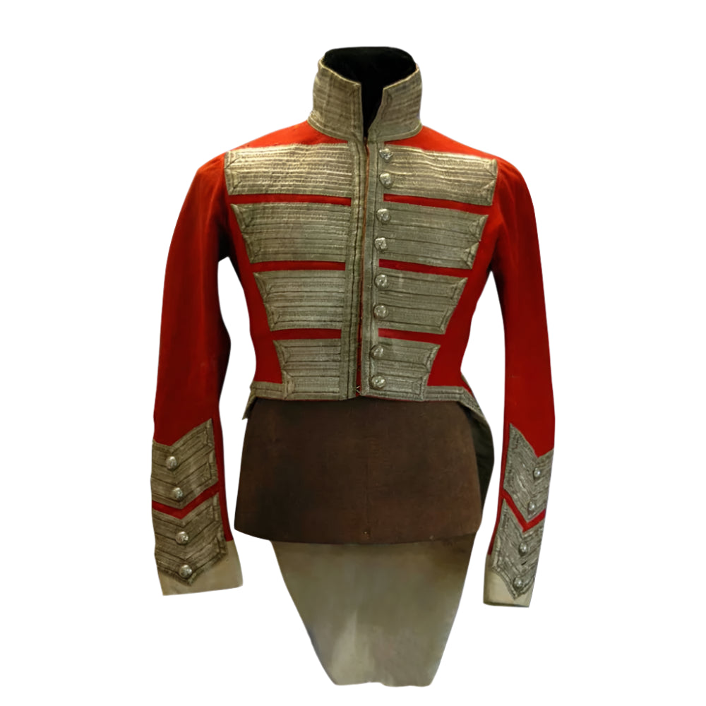 Red and gold military-style jacket withCosplayDiy branding on a white background