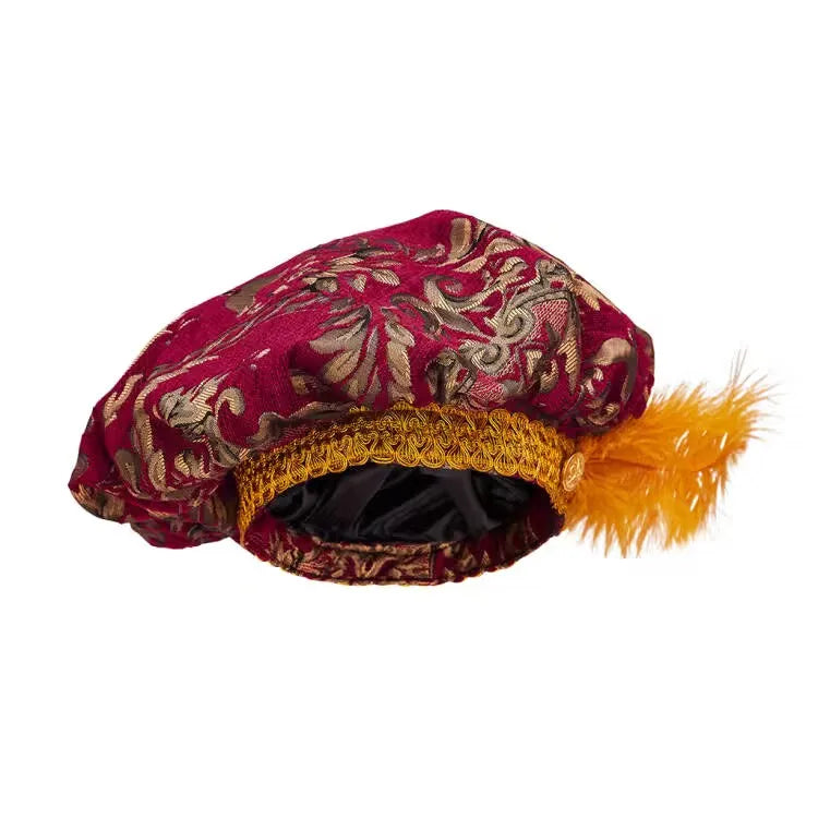 Medieval 15th Century Tudor Black & Gold Brocade Poet Floppy Hat