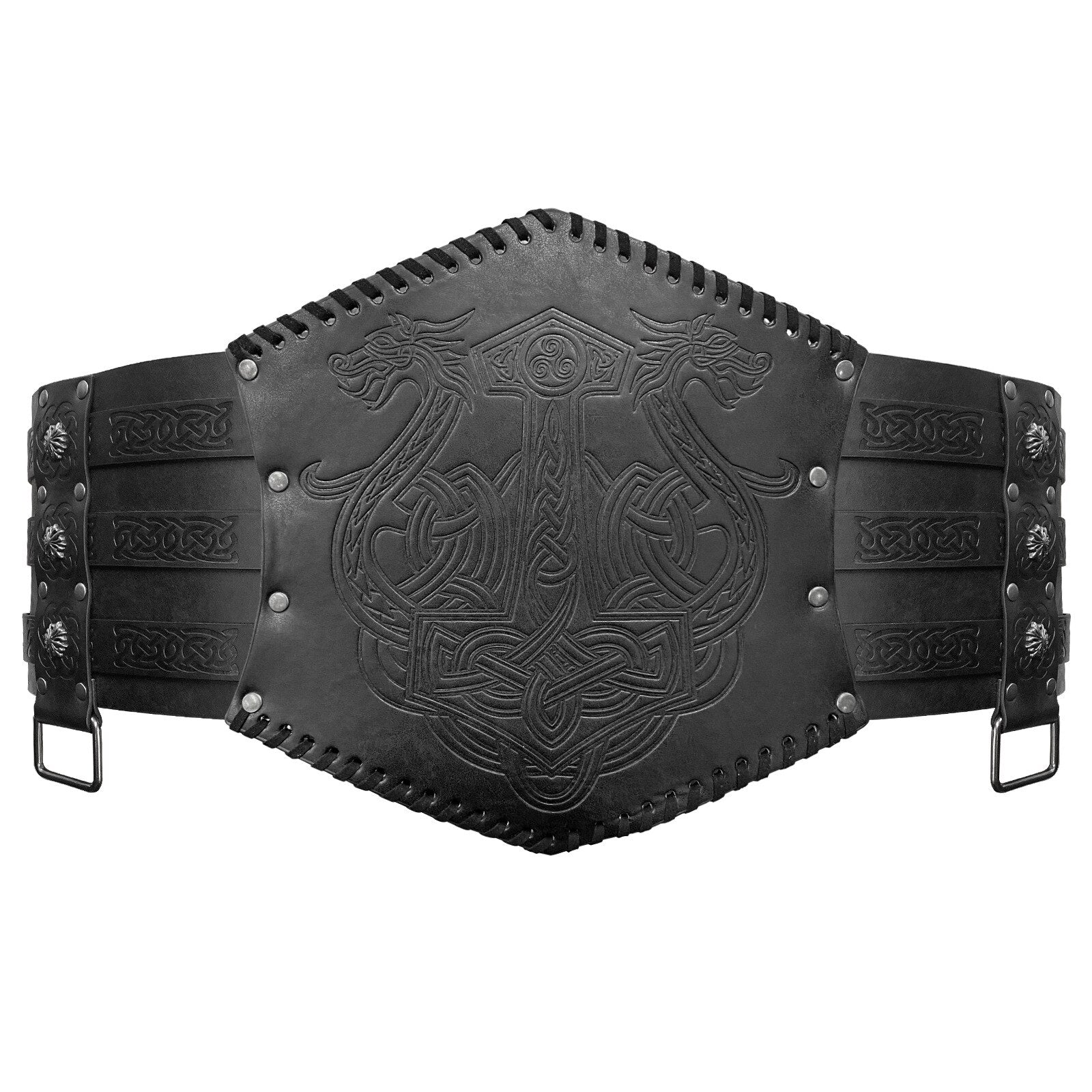 Vikings Belt Wide PU Leather Medieval Larp Armor Kit Heavy Belt Celtic