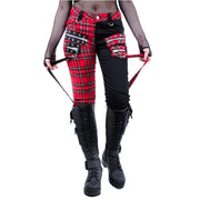 Black & Red Gothic Pants Women Fashion High Waist Zipper Plaid Punk Style Pants Streetwear fashion Casual Ladies Trousers