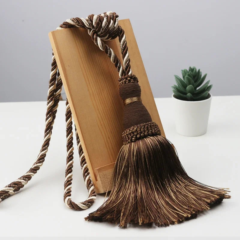 Polyester Tassel Curtain Tiebacks – Handmade Rope Curtain Holdbacks with Decorative Hanging Balls for Living Room & Home Déco