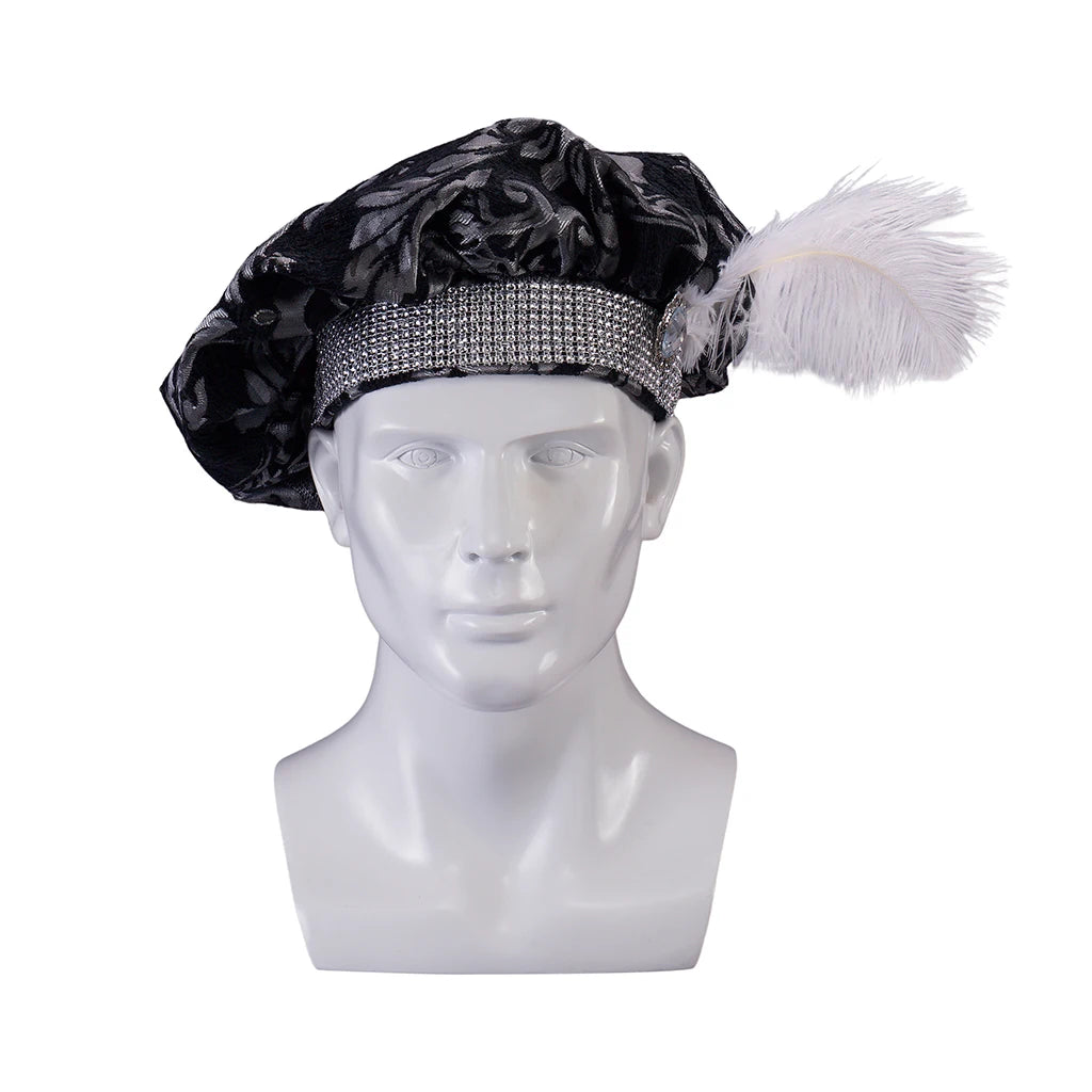 Medieval 15th Century Tudor Black & Gold Brocade Poet Floppy Hat