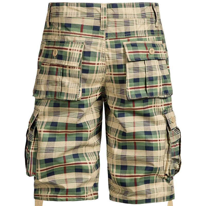 Men's plaid clearance cargo shorts