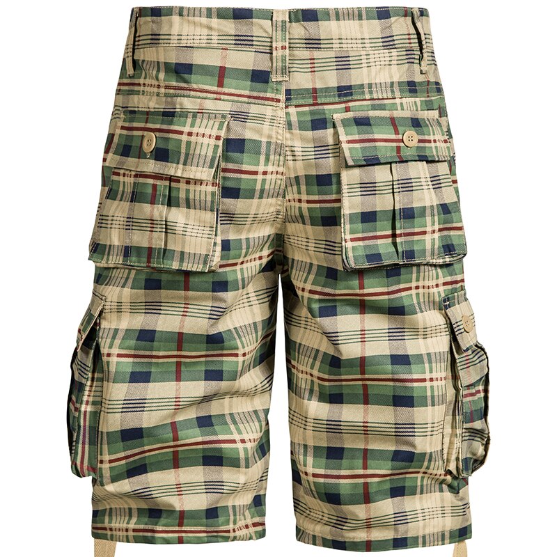 Summer Cotton Comfortable Plaid Outdoor Sports Beach Cargo  Pants Shorts Loose