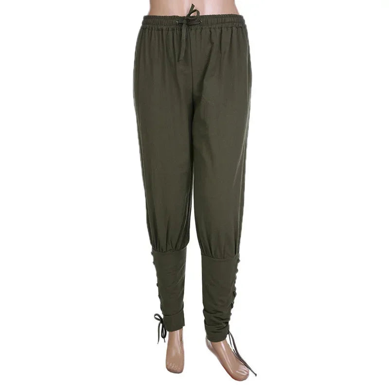 Men’s Renaissance Pirate Pants – Medieval Viking Trousers with Lace‑Up Cuffs