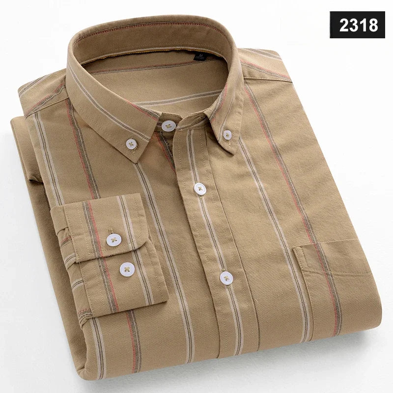 Men's slim fit shirt 100% cotton long-sleeve shirts plaid