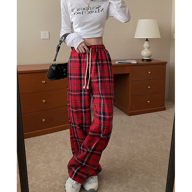 Women Gothic Wide Leg Sweatpants Royal Stewart Pants Trousers