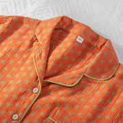 100% Cotton Crepe Winter Pajama Set for Women, Long Sleeve 2 Piece Plus Size Loungewear Sleepwear