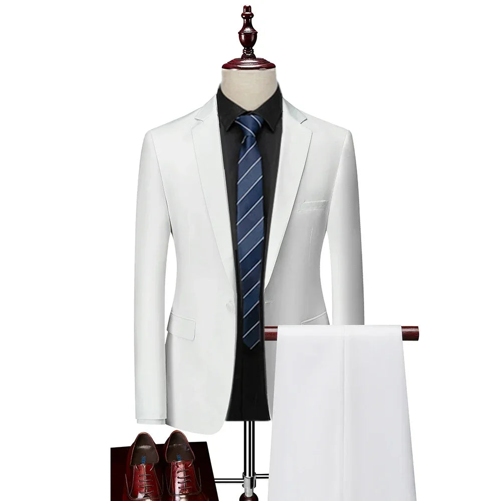 Men’s 3-Piece Slim Fit Suit Set – Blazer, Vest & Pants | Casual Business Solid Color Outfit