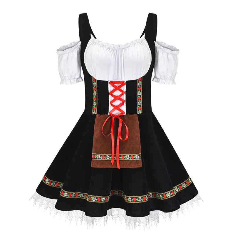 Women’s Dirndl Dress – Traditional Bavarian Oktoberfest Costume with Apron