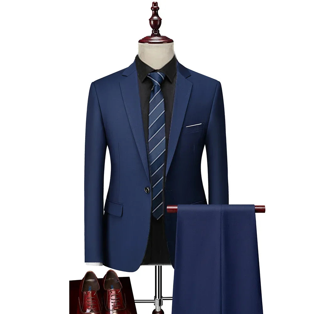 Men’s 3-Piece Slim Fit Suit Set – Blazer, Vest & Pants | Casual Business Solid Color Outfit