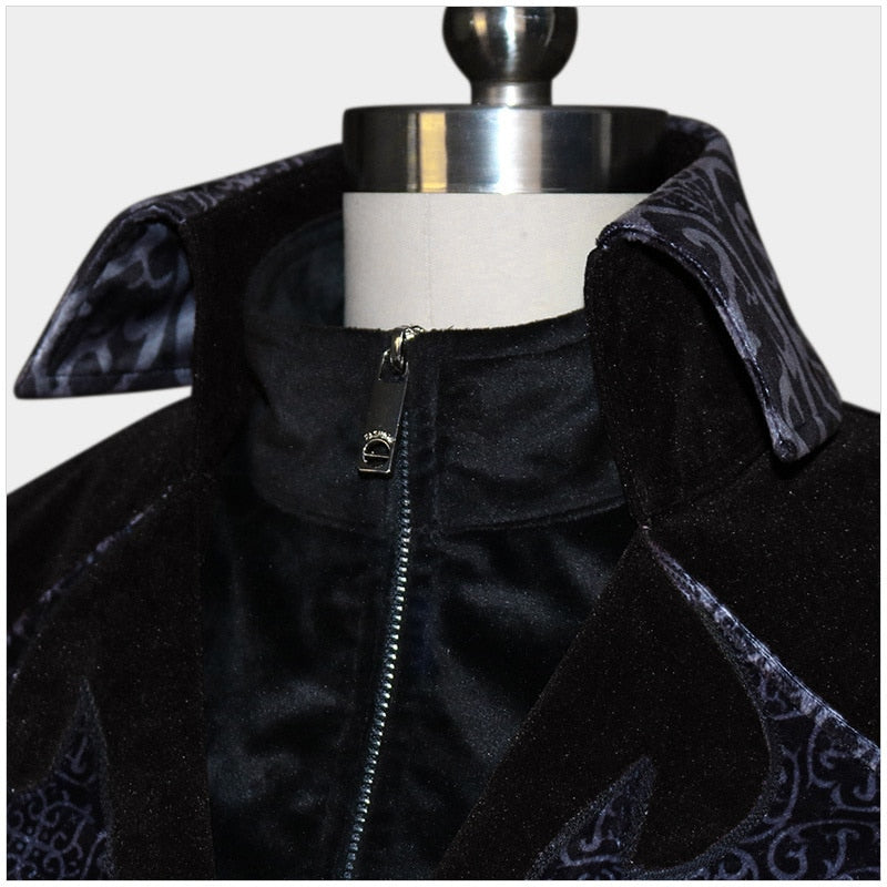 Men's Steampunk Medieval Dress costume Valet Stand Collar Tailcoat Gothic Jacket