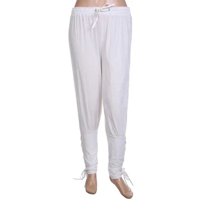 Men’s Renaissance Pirate Pants – Medieval Viking Trousers with Lace‑Up Cuffs