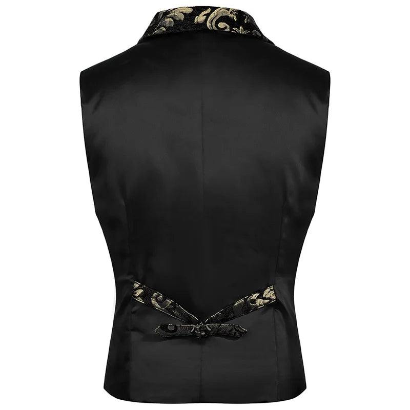 Men’s Luxury Jacquard Suit Vest – Loose-Fit Formal Waistcoat for Wedding, Ball & Party – Adjustable Back – Lined Dress Vest