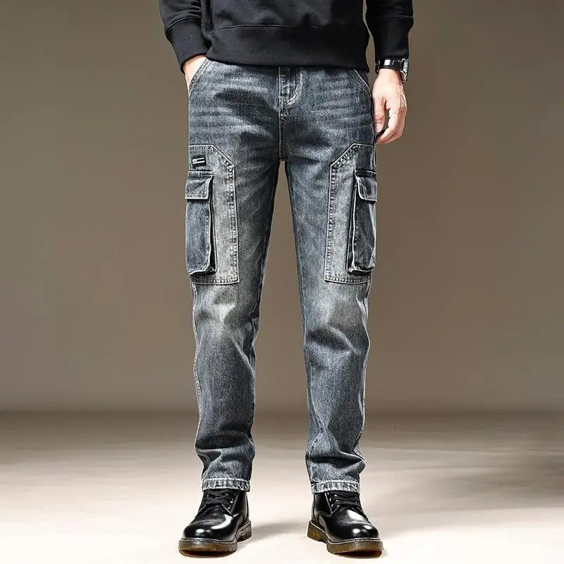 American Fashion High Street Loose Straight Cargo Jeans