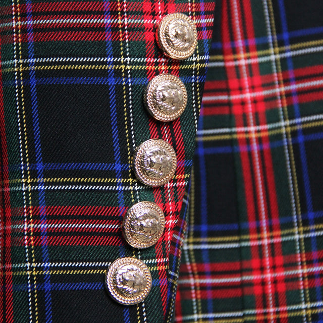 Black Stewart Tartan Blazer Dresses with Belt
