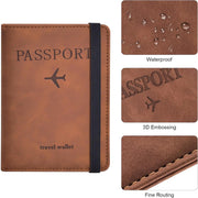 RFID Blocking Passport Holder – PU Leather Travel Wallet with Card Slots & Boarding Pass Pocket