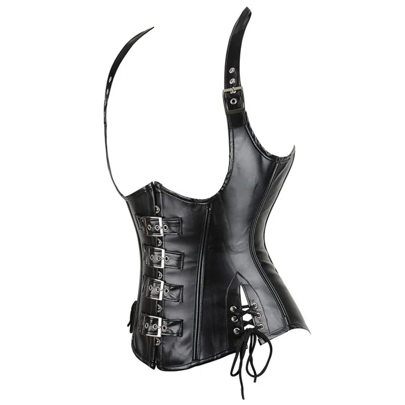 Steampunk Corsets Top Women Halter Corselet Zip Buckled Gothic Underbust Bustier Waist Trainer Vest Corset