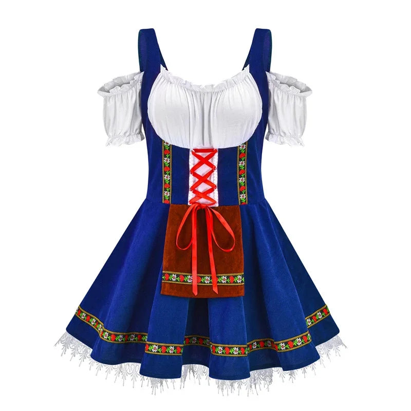 Women’s Dirndl Dress – Traditional Bavarian Oktoberfest Costume with Apron