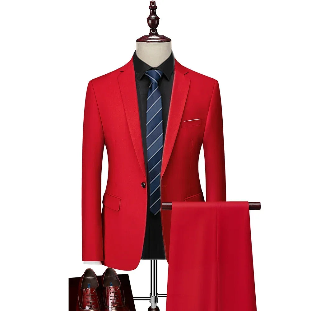 Men’s 3-Piece Slim Fit Suit Set – Blazer, Vest & Pants | Casual Business Solid Color Outfit