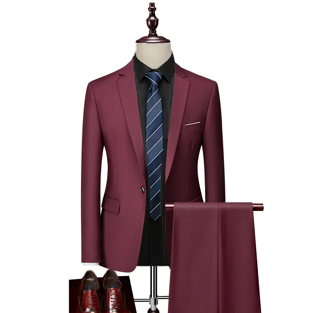 Men’s 3-Piece Slim Fit Suit Set – Blazer, Vest & Pants | Casual Business Solid Color Outfit