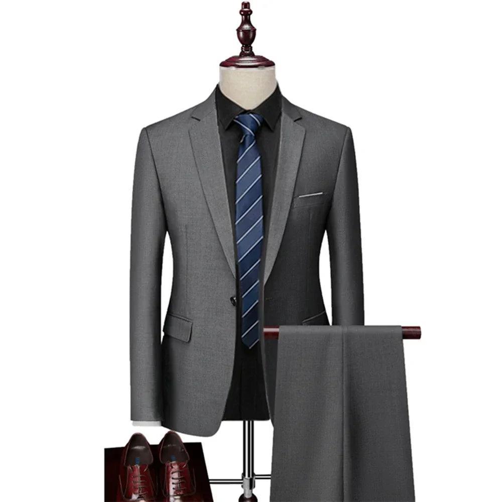 Men’s 3-Piece Slim Fit Suit Set – Blazer, Vest & Pants | Casual Business Solid Color Outfit