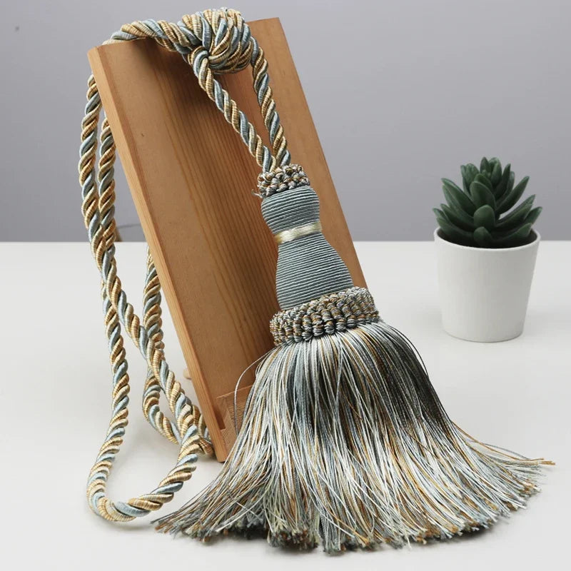 Polyester Tassel Curtain Tiebacks – Handmade Rope Curtain Holdbacks with Decorative Hanging Balls for Living Room & Home Déco