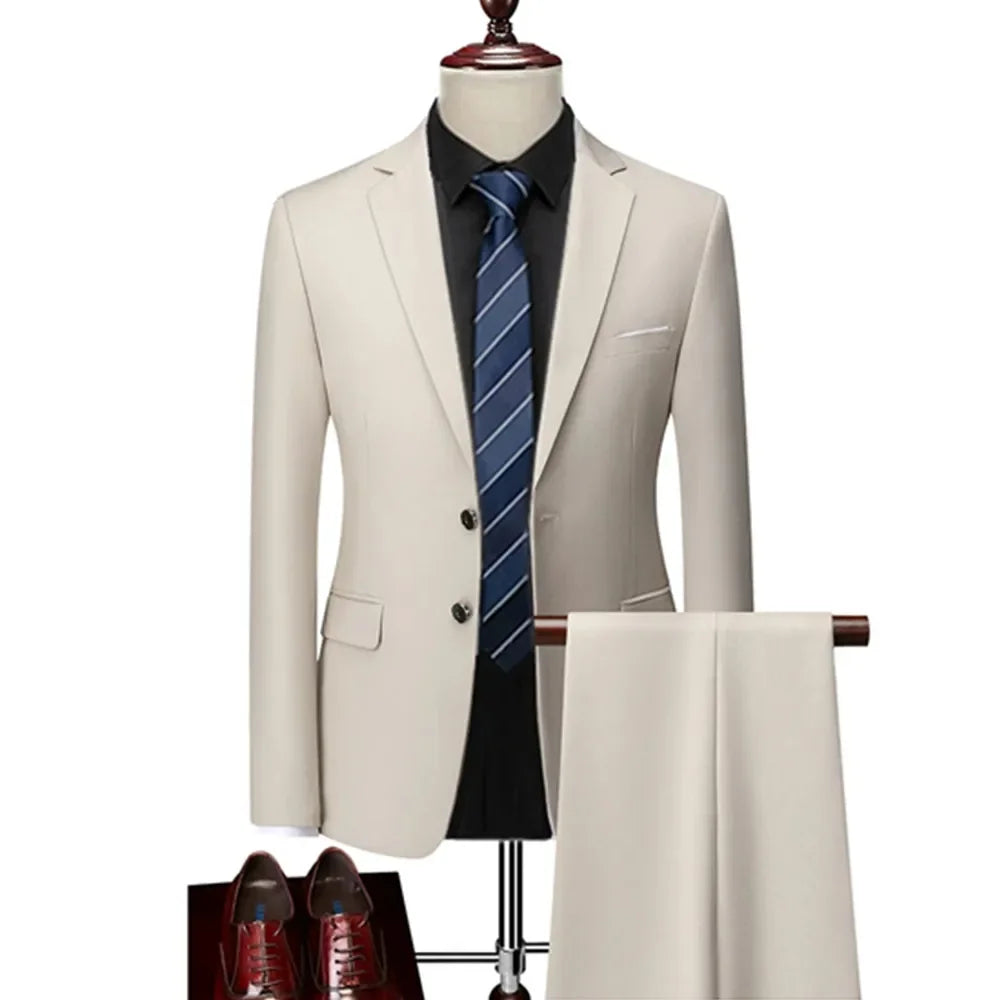 Men’s 3-Piece Slim Fit Suit Set – Blazer, Vest & Pants | Casual Business Solid Color Outfit