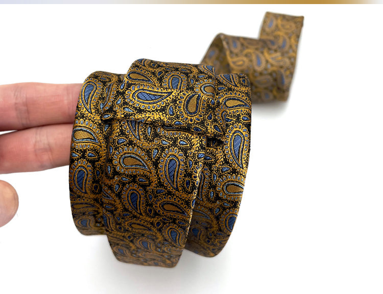 Men & Women Paisley Tie Gold Brown Classic Necktie 145cm x 8cm Formal Wedding Office